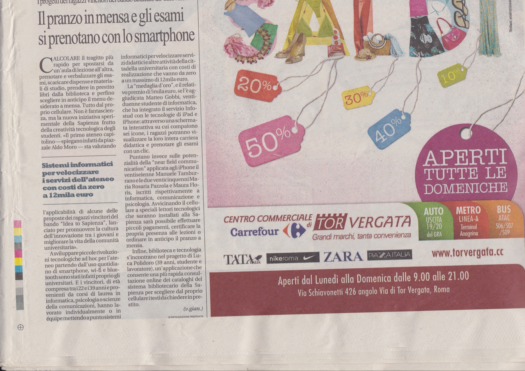 La Repubblica print feature about Matteo Gobbi